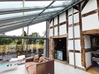 Solarlux Glass Extension on an old Half-Timbered Home
