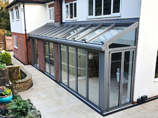 Solarlux narrow glass extension in the West Midlands