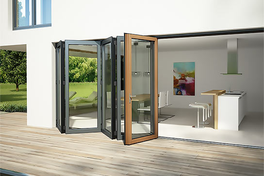 Solarlux SL79 bifold door - Passivahus - timber/alumnium