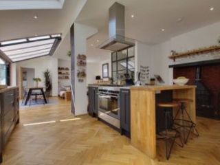 2019-0964-21 Solarlux Avantgarde Oak/Aluminium Glass Roof in a kitchen extension