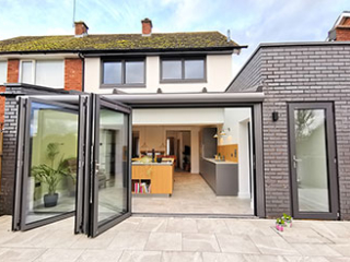 Solarlux Glass Kitchen Extension in a Shropshire semi-detached home.