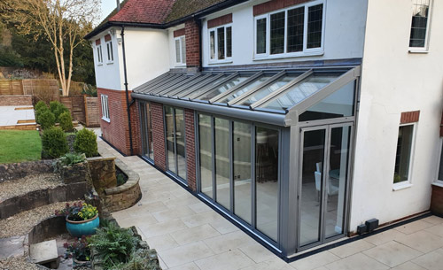 Solarlux narrow glass extension in the West Midlands