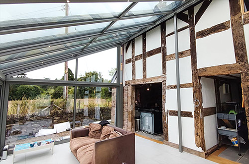 Solarlux Glass Extension on an old Half-Timbered home