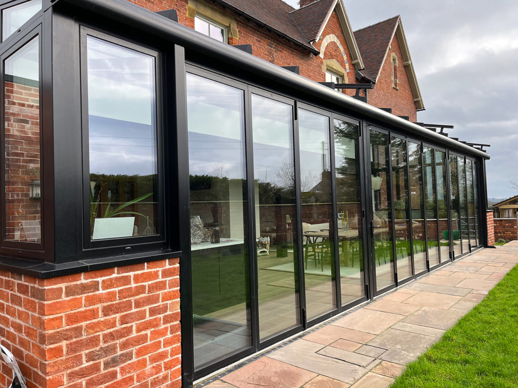 2023-0362-01 Stunning 30-metre insulated glass extension to living area in Shropshire - end view