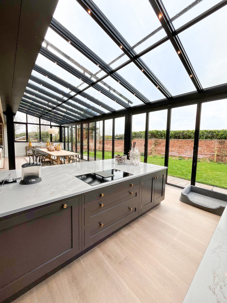 2023-0362-08 View of the Solarlux glass extension form the kitchen end