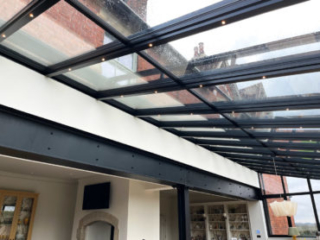 The glass roof of this glass extension