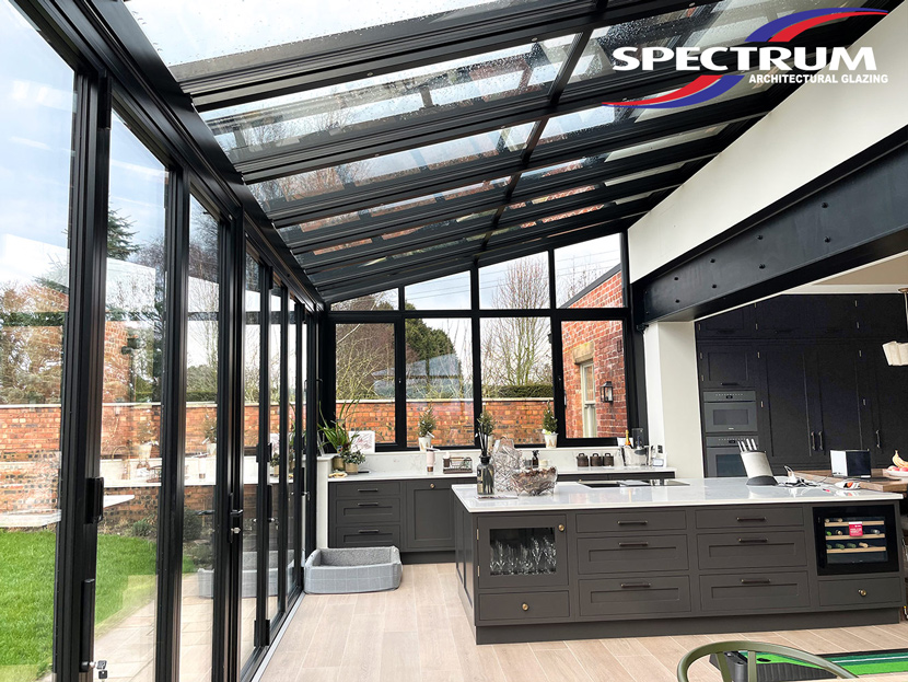 A Solarlux Glass Extension Supplied and Installed by Spectrum in Shropshire