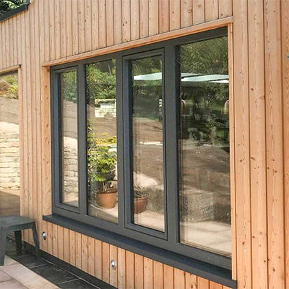 Internorm timber-alu windows in dark grey