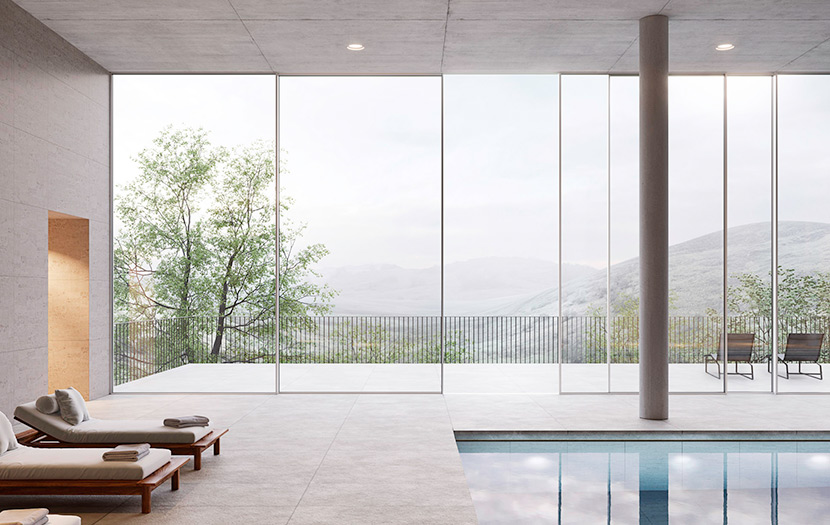 Seamless Cero sliding doors around a swimming pool